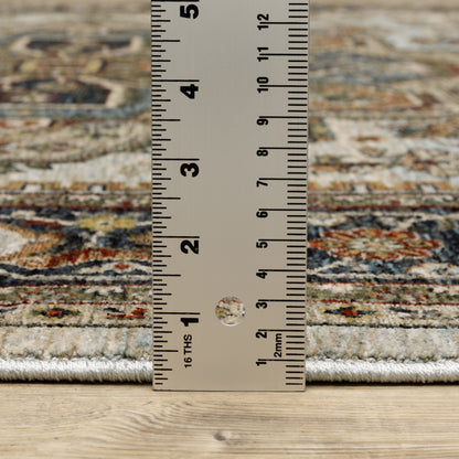 Aberdeen Medallion Ivory/ Blue Oriental Cut Pile Rug