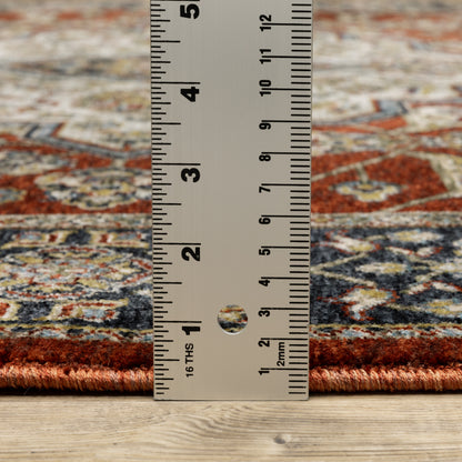 Aberdeen Medallion Red/ Blue Oriental Cut Pile Rug
