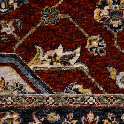 Aberdeen Medallion Red/ Blue Oriental Cut Pile Rug