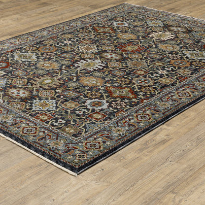 Aberdeen Floral Blue/ Multi Oriental Cut Pile Rug