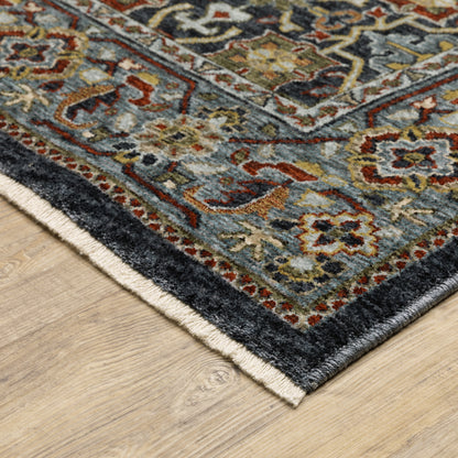 Aberdeen Floral Blue/ Multi Oriental Cut Pile Rug