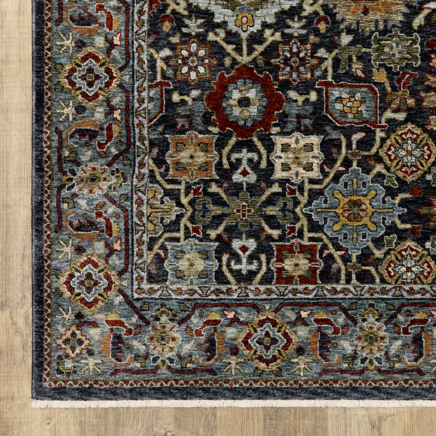 Aberdeen Floral Blue/ Multi Oriental Cut Pile Rug