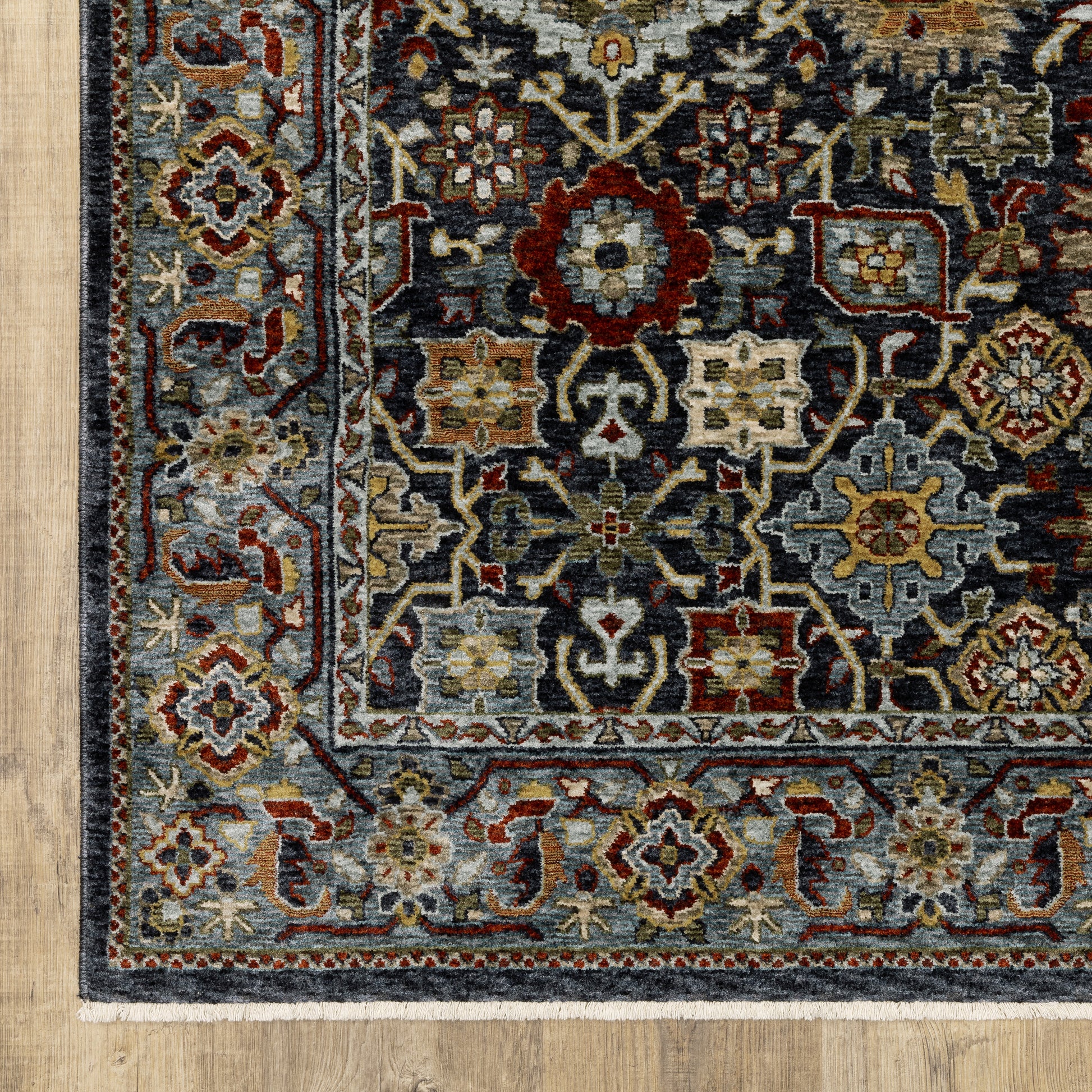 Aberdeen Floral Blue/ Multi Oriental Cut Pile Rug