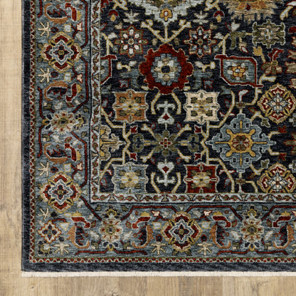 Aberdeen Floral Blue/ Multi Oriental Cut Pile Rug