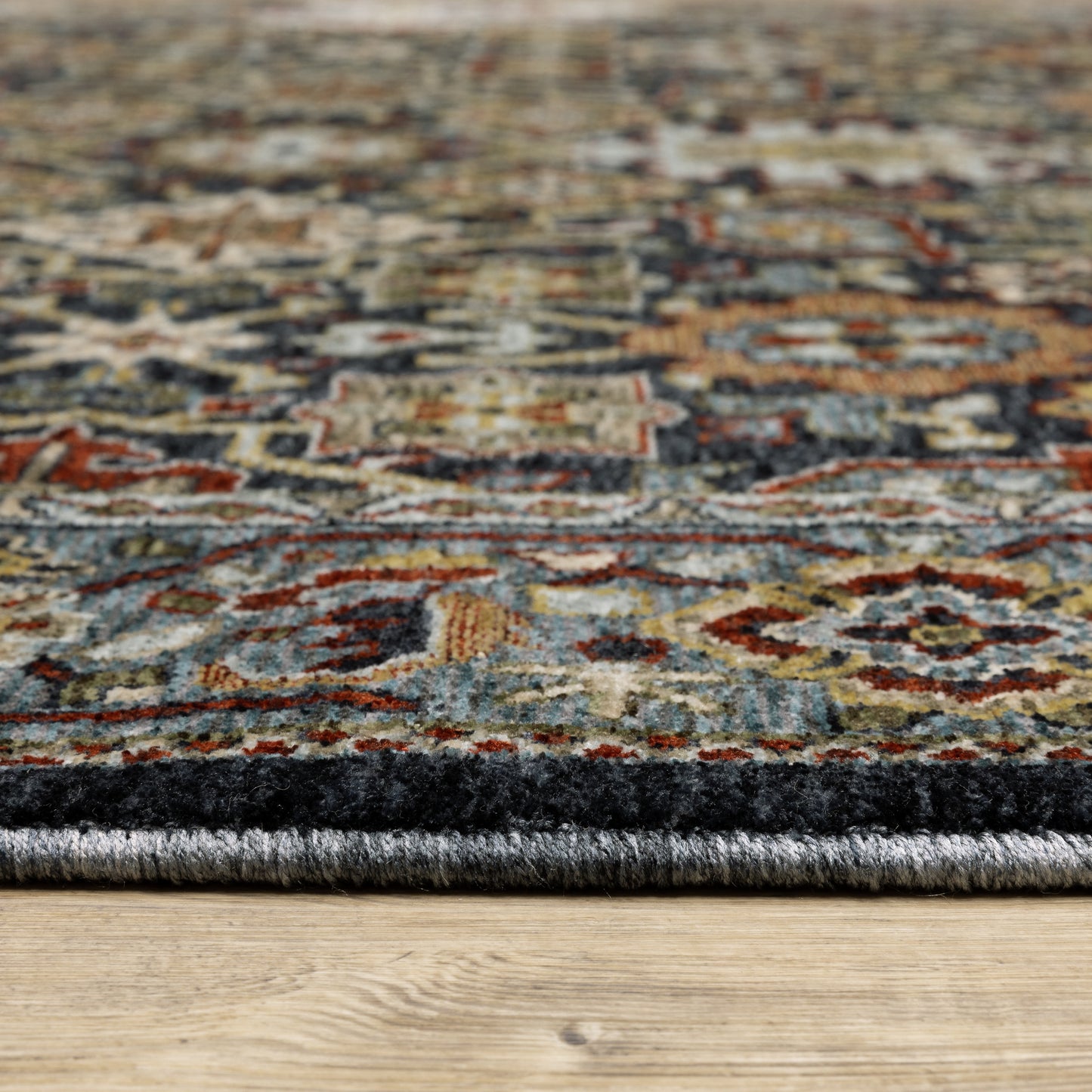 Aberdeen Floral Blue/ Multi Oriental Cut Pile Rug