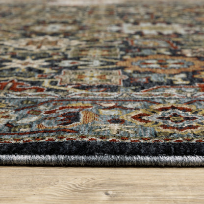 Aberdeen Floral Blue/ Multi Oriental Cut Pile Rug