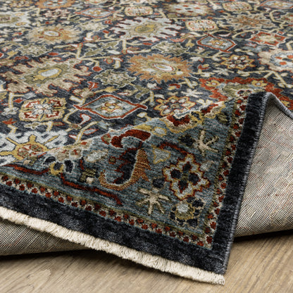 Aberdeen Floral Blue/ Multi Oriental Cut Pile Rug