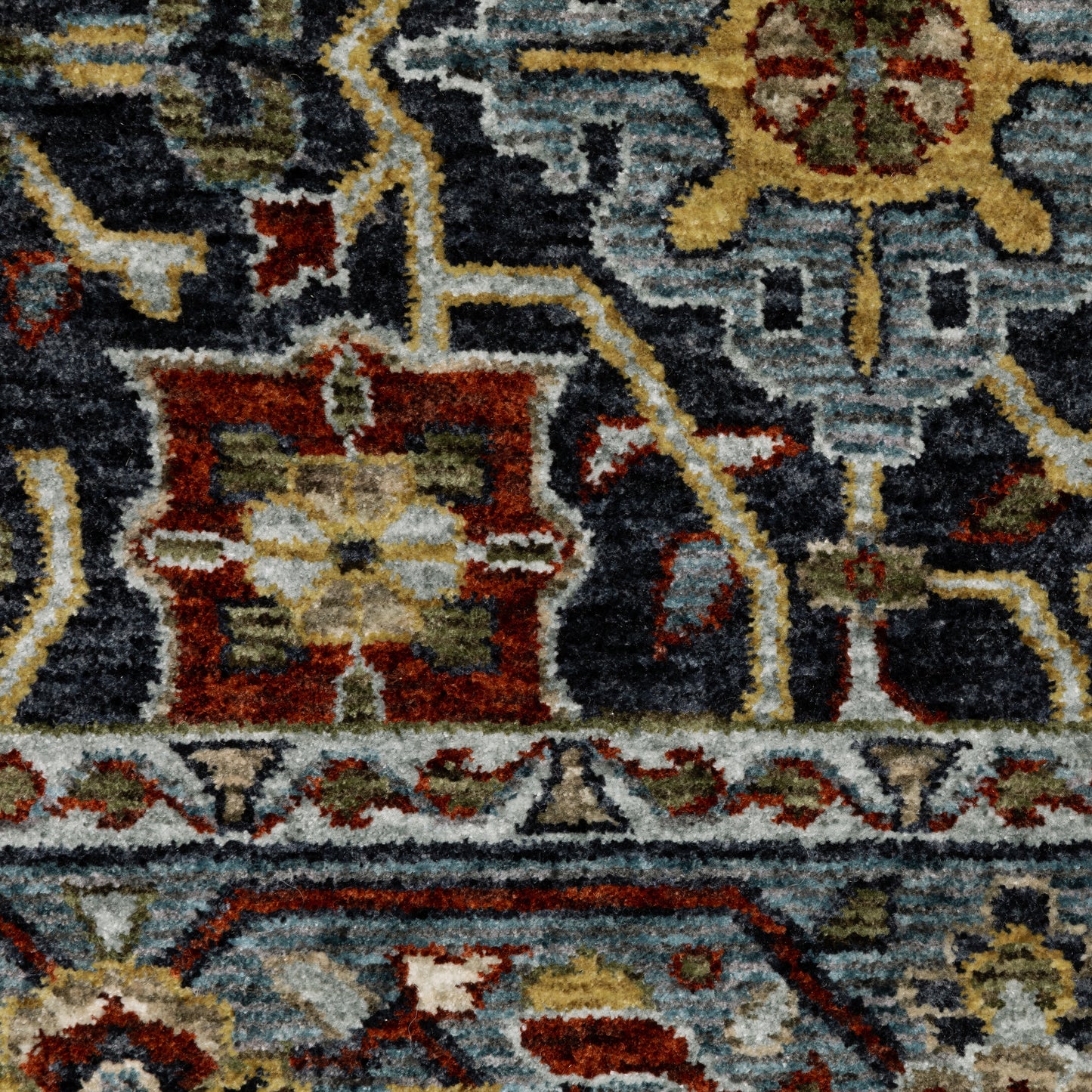 Aberdeen Floral Blue/ Multi Oriental Cut Pile Rug