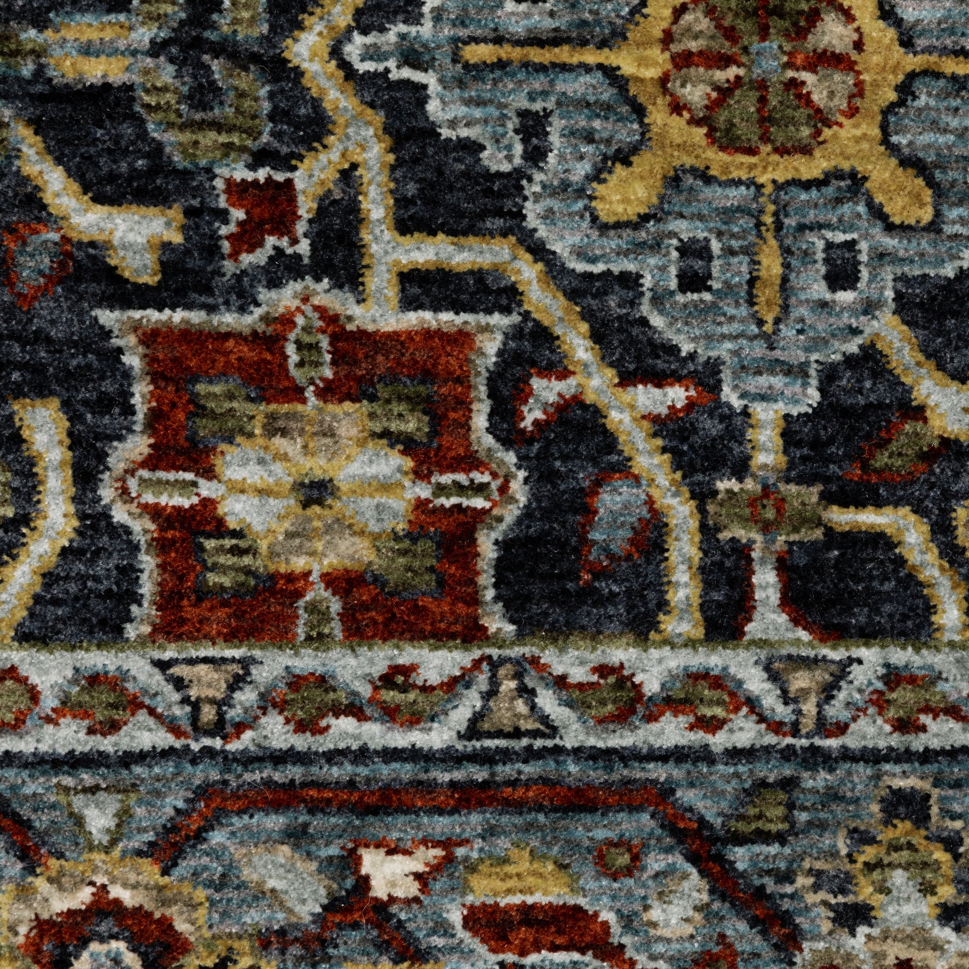 Aberdeen Floral Blue/ Multi Oriental Cut Pile Rug