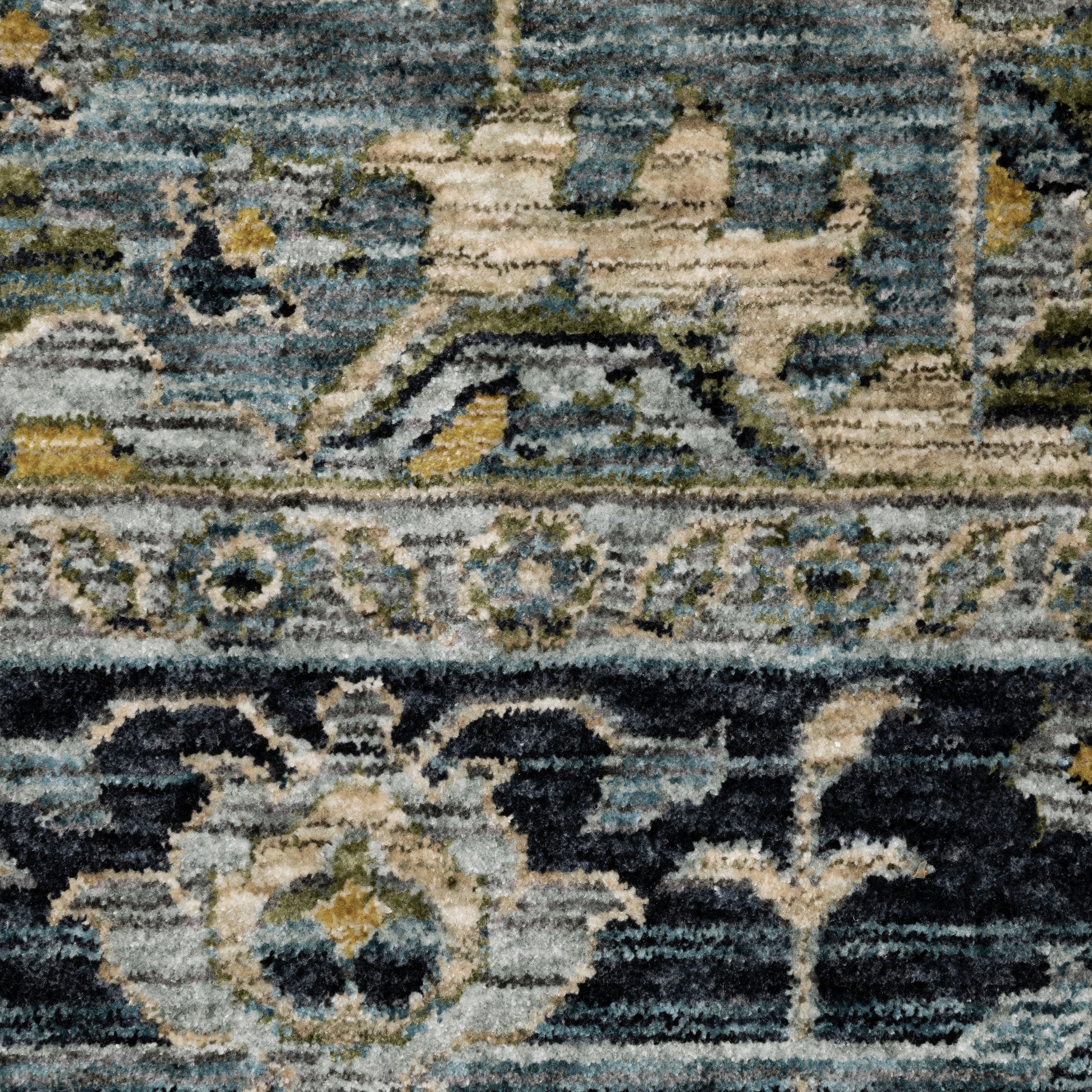 Aberdeen Medallion Blue/ Beige Oriental Cut Pile Rug