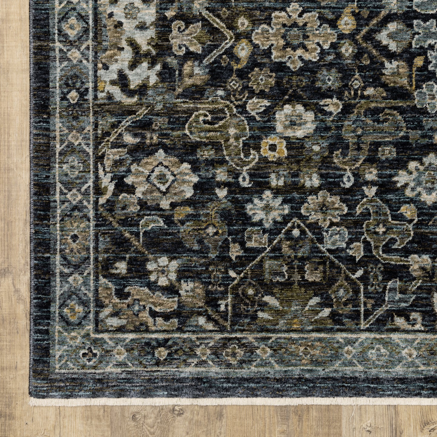Aberdeen Floral Blue/ Blue Oriental Cut Pile Rug