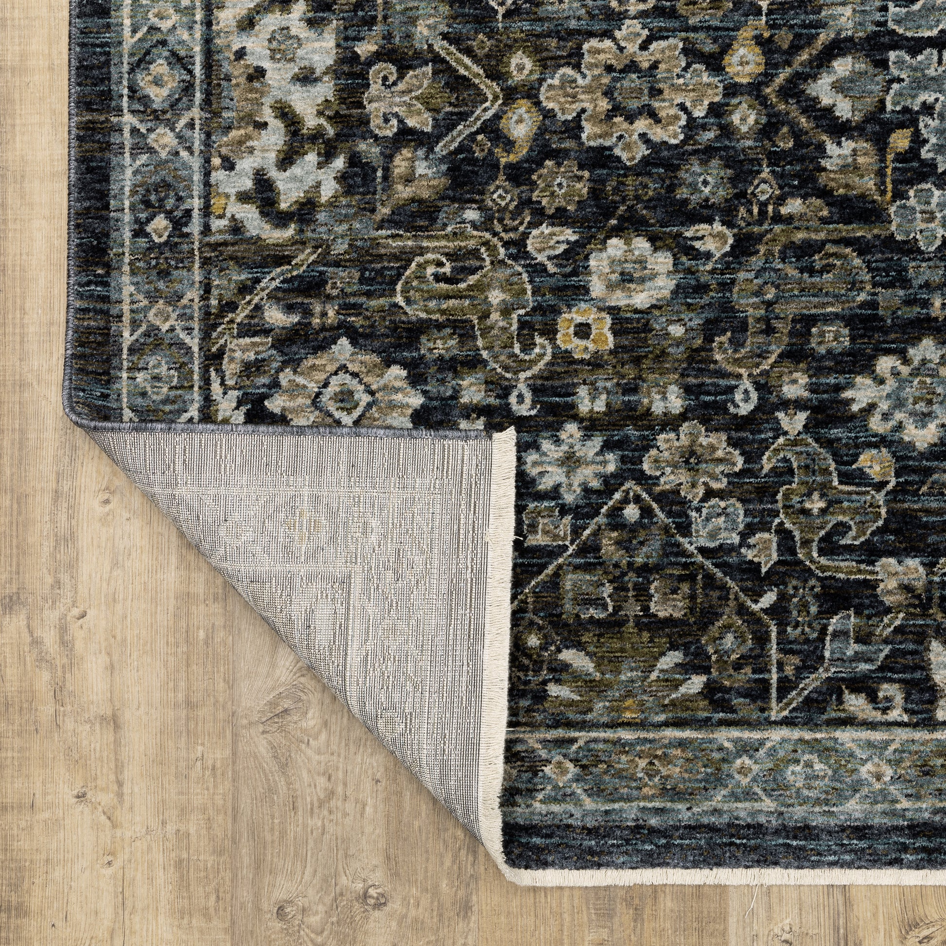 Aberdeen Floral Blue/ Blue Oriental Cut Pile Rug