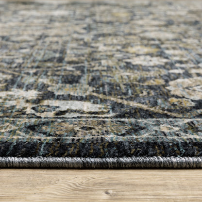 Aberdeen Floral Blue/ Blue Oriental Cut Pile Rug