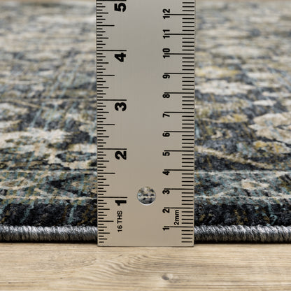 Aberdeen Floral Blue/ Blue Oriental Cut Pile Rug
