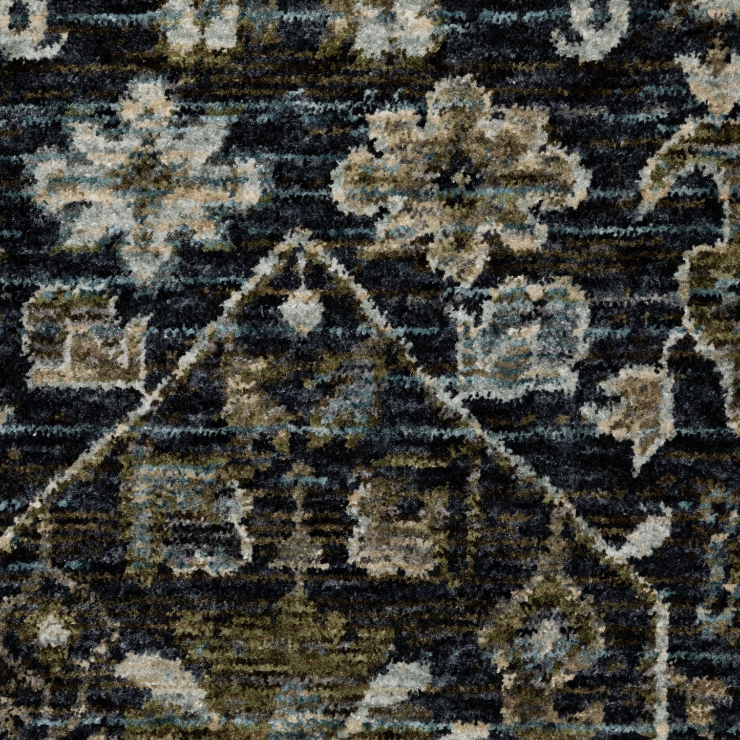 Aberdeen Floral Blue/ Blue Oriental Cut Pile Rug