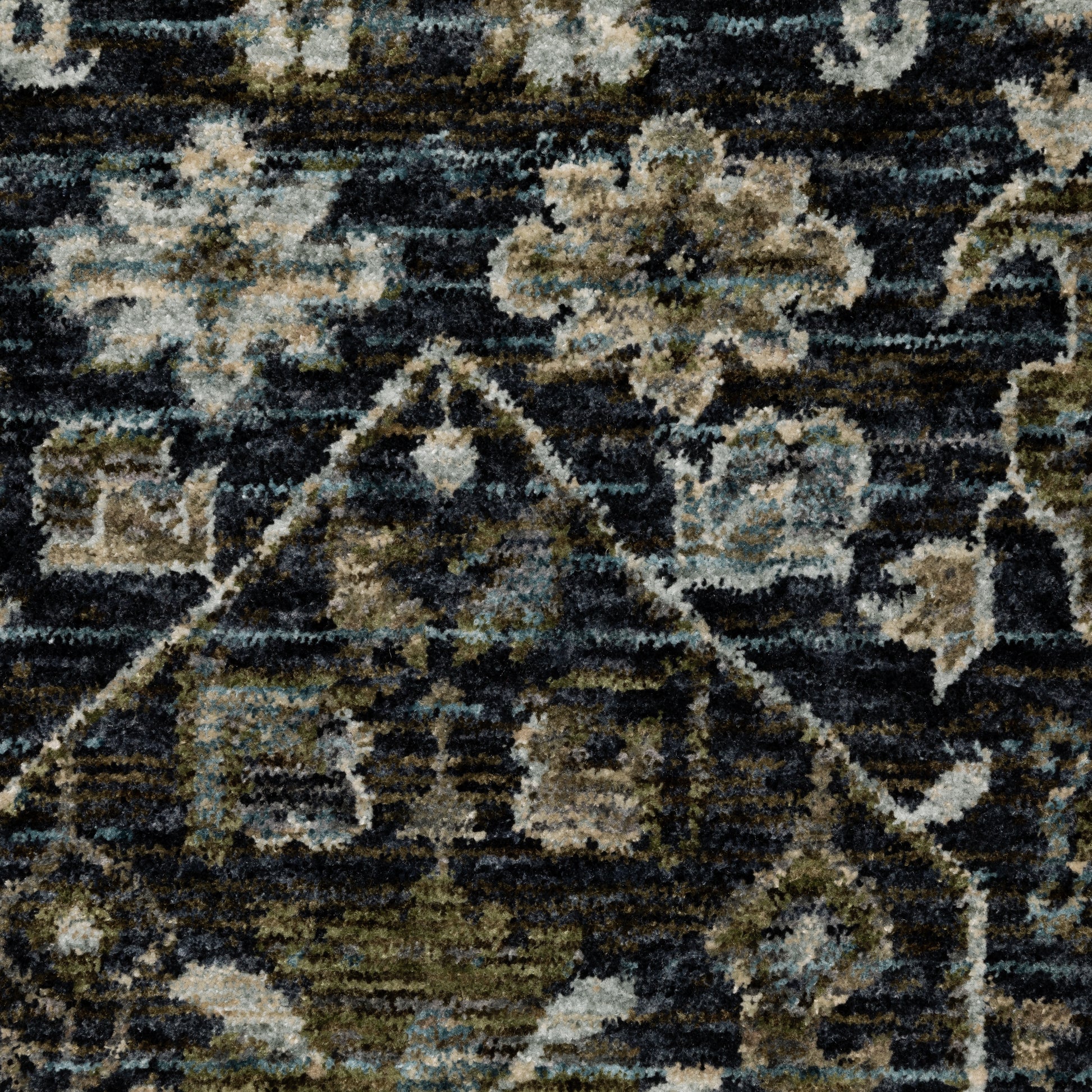 Aberdeen Floral Blue/ Blue Oriental Cut Pile Rug