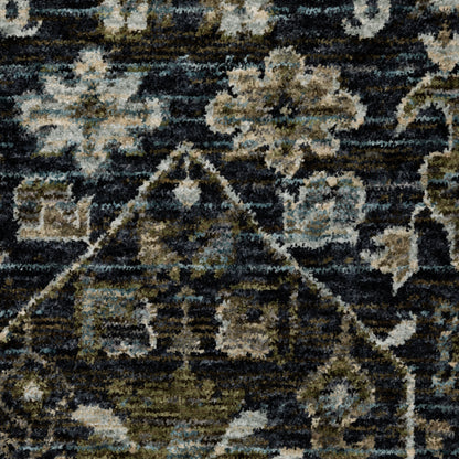 Aberdeen Floral Blue/ Blue Oriental Cut Pile Rug