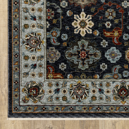 Aberdeen Floral Blue/ Multi Oriental Cut Pile Rug