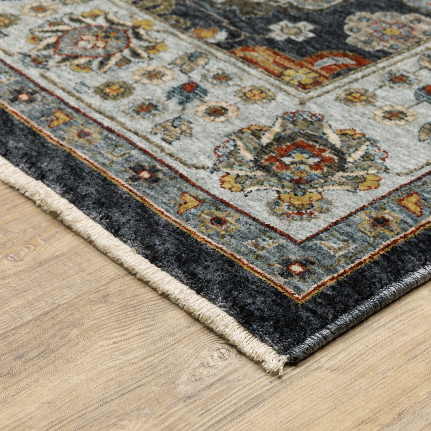 Aberdeen Floral Blue/ Multi Oriental Cut Pile Rug