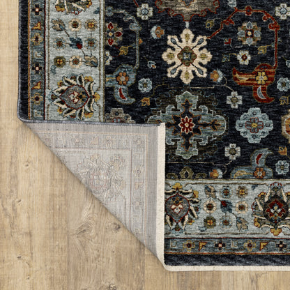 Aberdeen Floral Blue/ Multi Oriental Cut Pile Rug