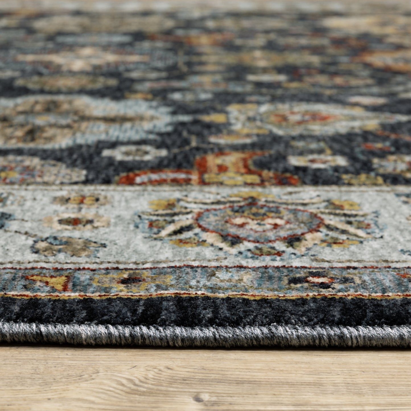 Aberdeen Floral Blue/ Multi Oriental Cut Pile Rug
