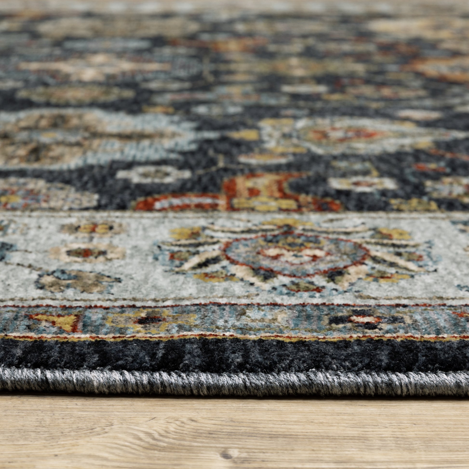 Aberdeen Floral Blue/ Multi Oriental Cut Pile Rug