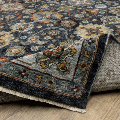 Aberdeen Floral Blue/ Multi Oriental Cut Pile Rug