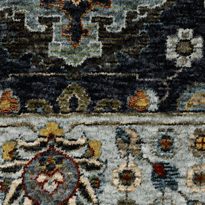 Aberdeen Floral Blue/ Multi Oriental Cut Pile Rug