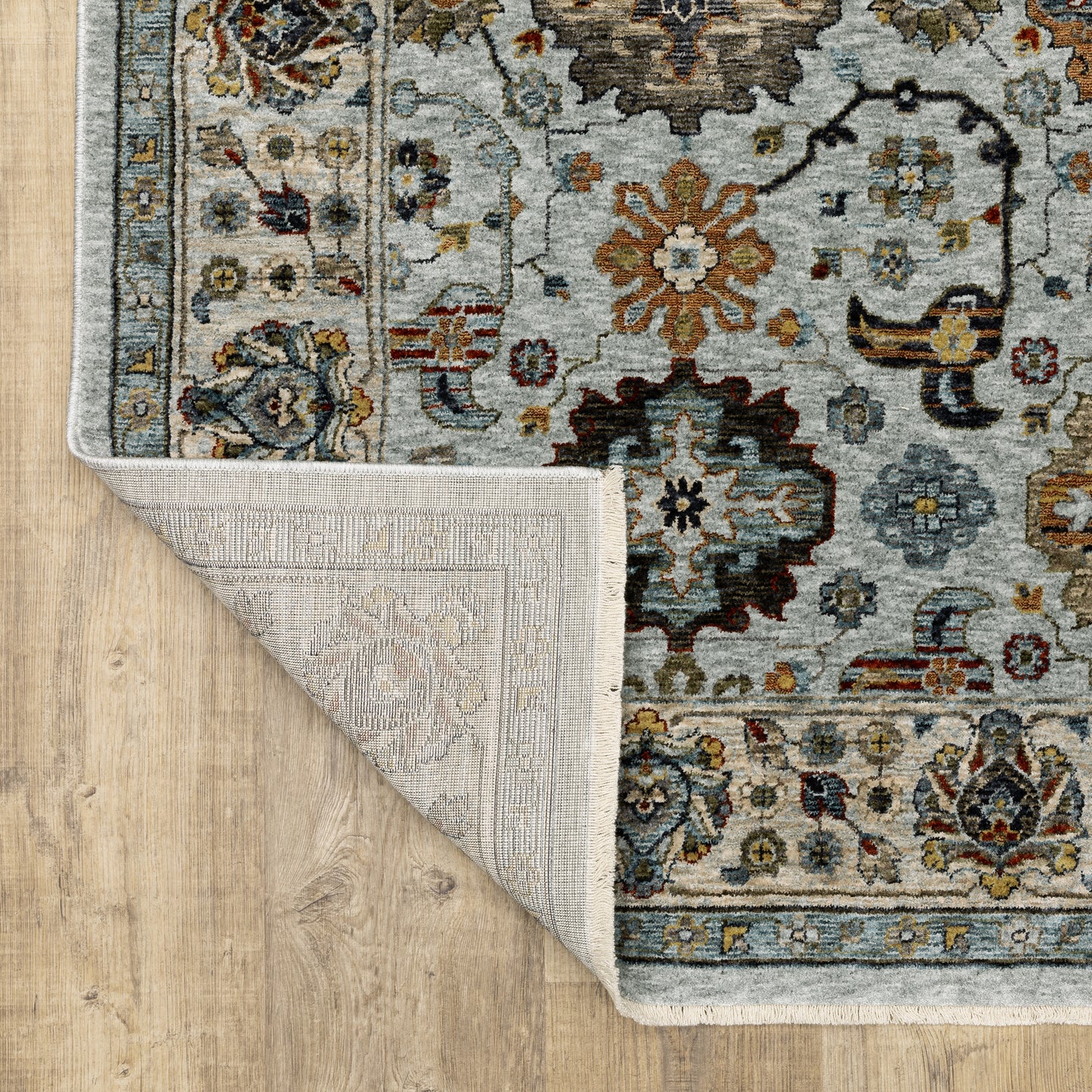 Aberdeen Floral Blue/ Ivory Oriental Cut Pile Rug