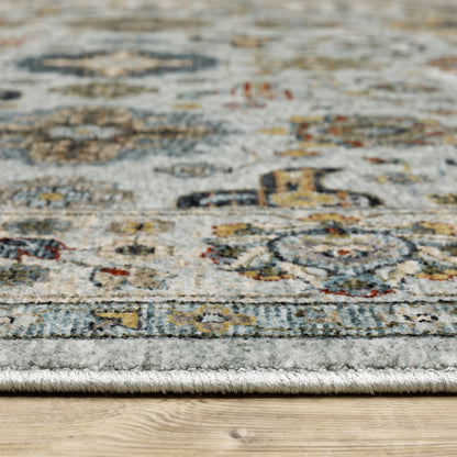 Aberdeen Floral Blue/ Ivory Oriental Cut Pile Rug