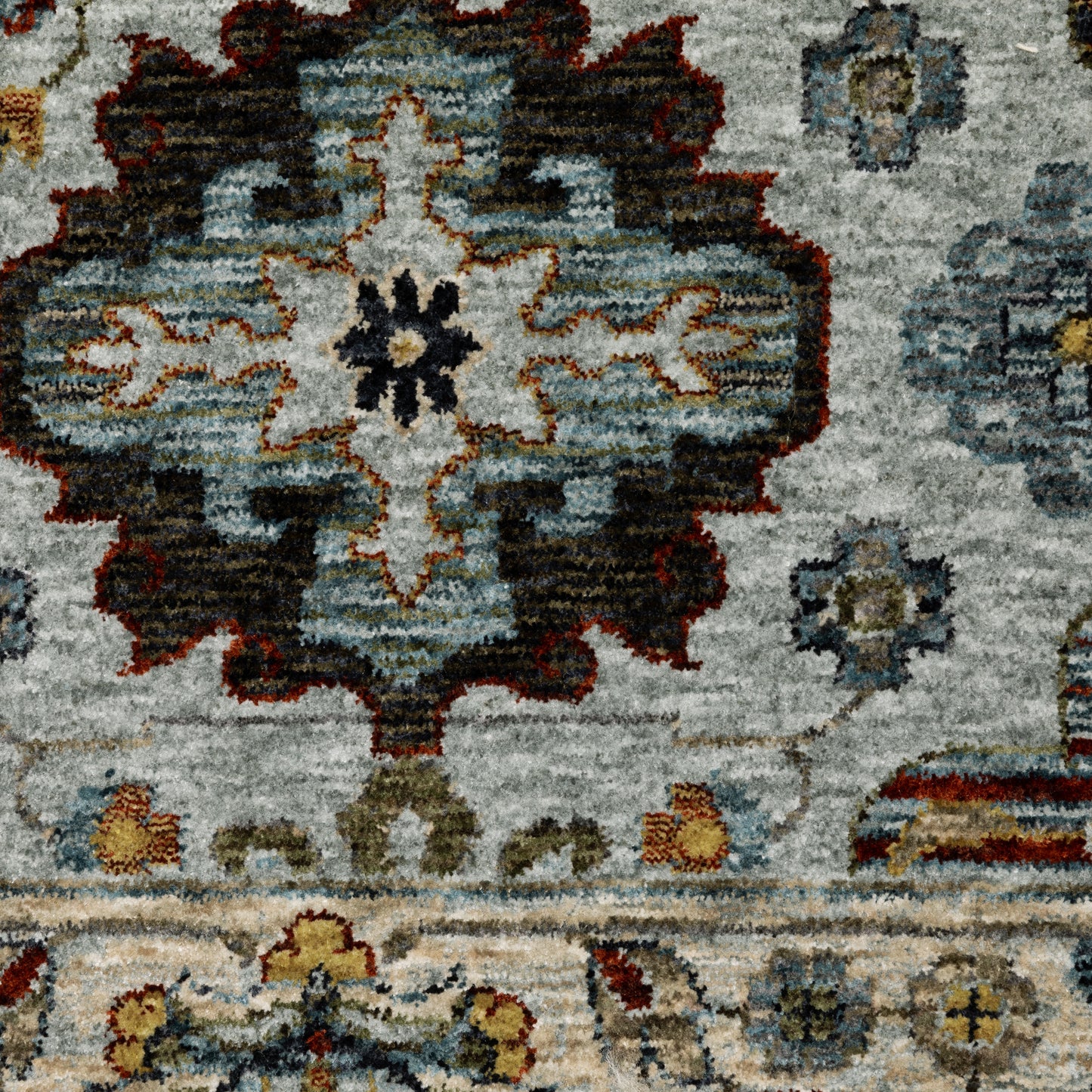 Aberdeen Floral Blue/ Ivory Oriental Cut Pile Rug