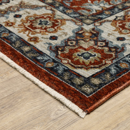 Aberdeen Floral Red/ Ivory Oriental Cut Pile Rug
