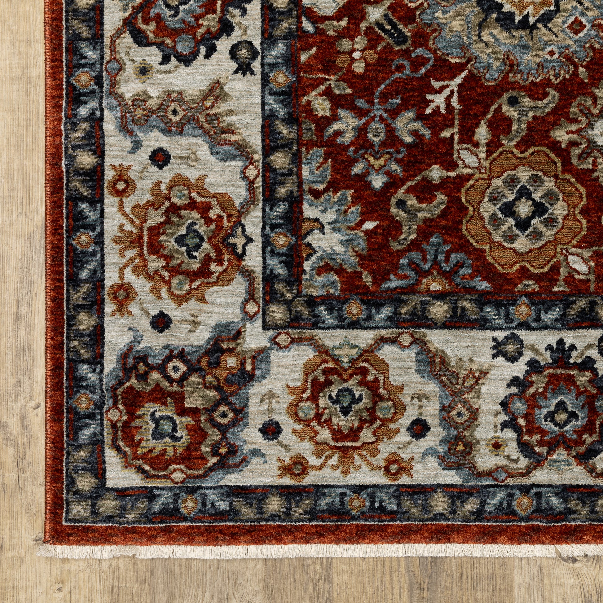 Aberdeen Floral Red/ Ivory Oriental Cut Pile Rug