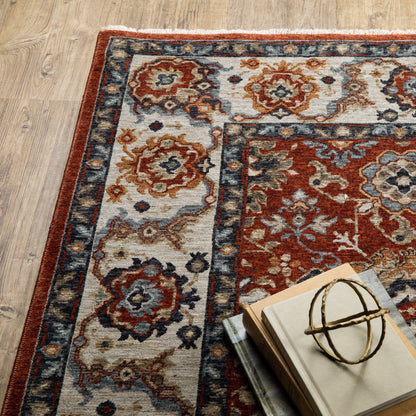 Aberdeen Floral Red/ Ivory Oriental Cut Pile Rug