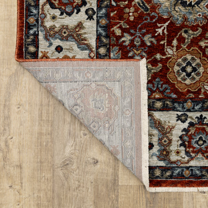 Aberdeen Floral Red/ Ivory Oriental Cut Pile Rug