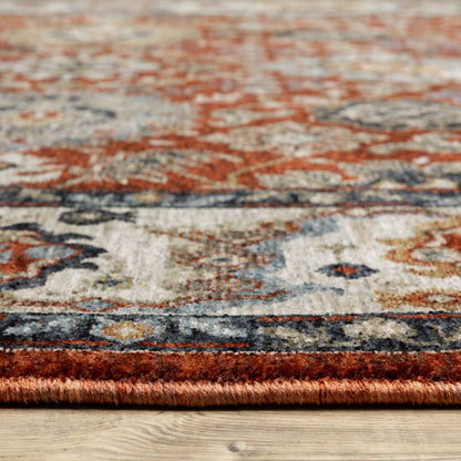 Aberdeen Floral Red/ Ivory Oriental Cut Pile Rug