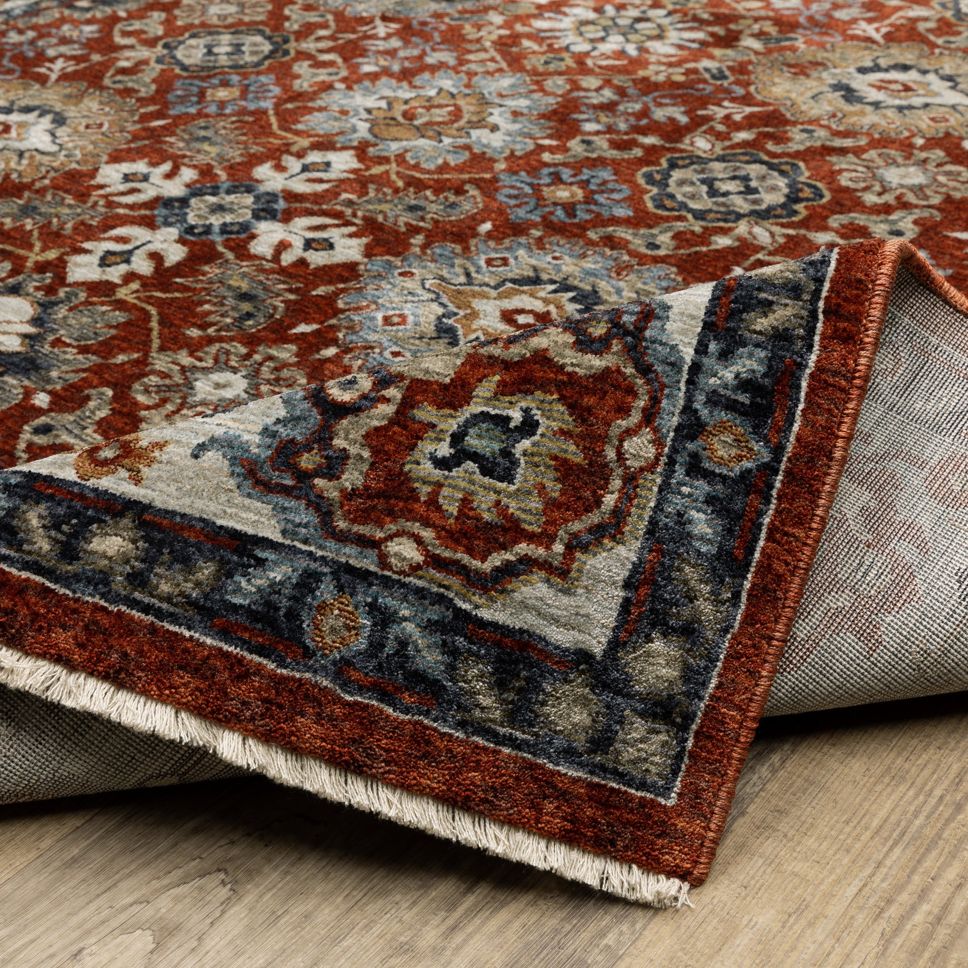 Aberdeen Floral Red/ Ivory Oriental Cut Pile Rug