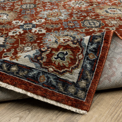Aberdeen Floral Red/ Ivory Oriental Cut Pile Rug