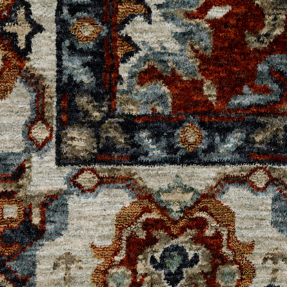 Aberdeen Floral Red/ Ivory Oriental Cut Pile Rug