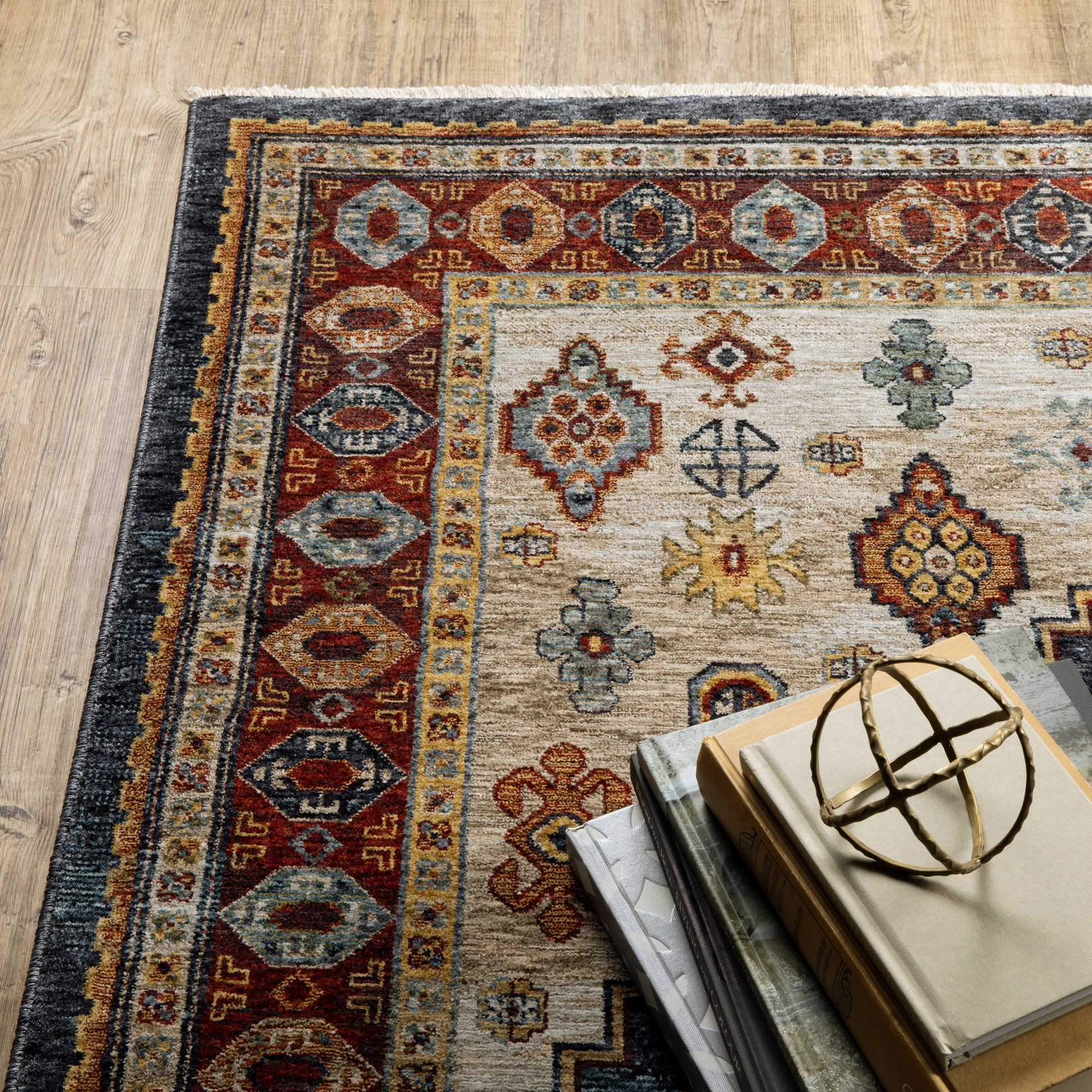 Aberdeen Medallion Blue/ Multi Oriental Cut Pile Rug