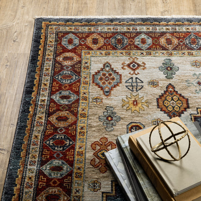 Aberdeen Medallion Blue/ Multi Oriental Cut Pile Rug