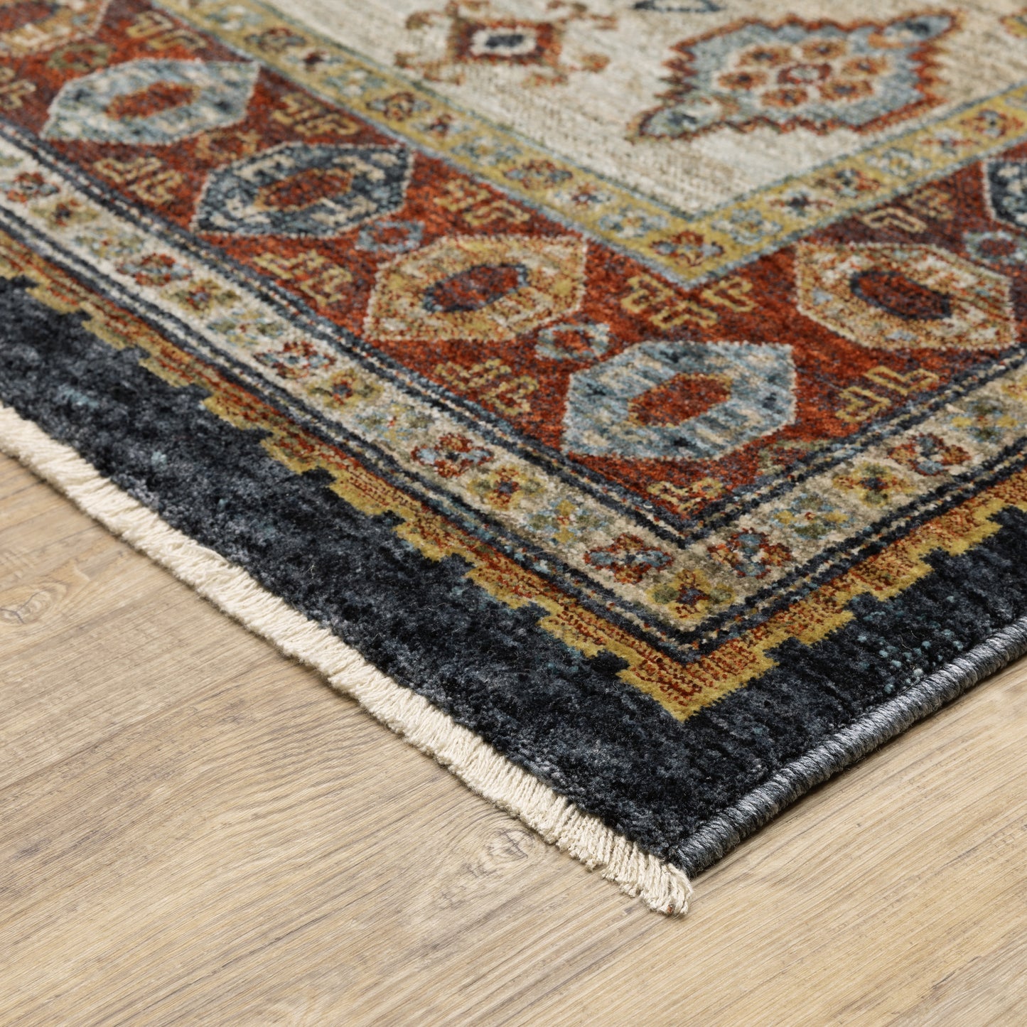 Aberdeen Medallion Blue/ Multi Oriental Cut Pile Rug