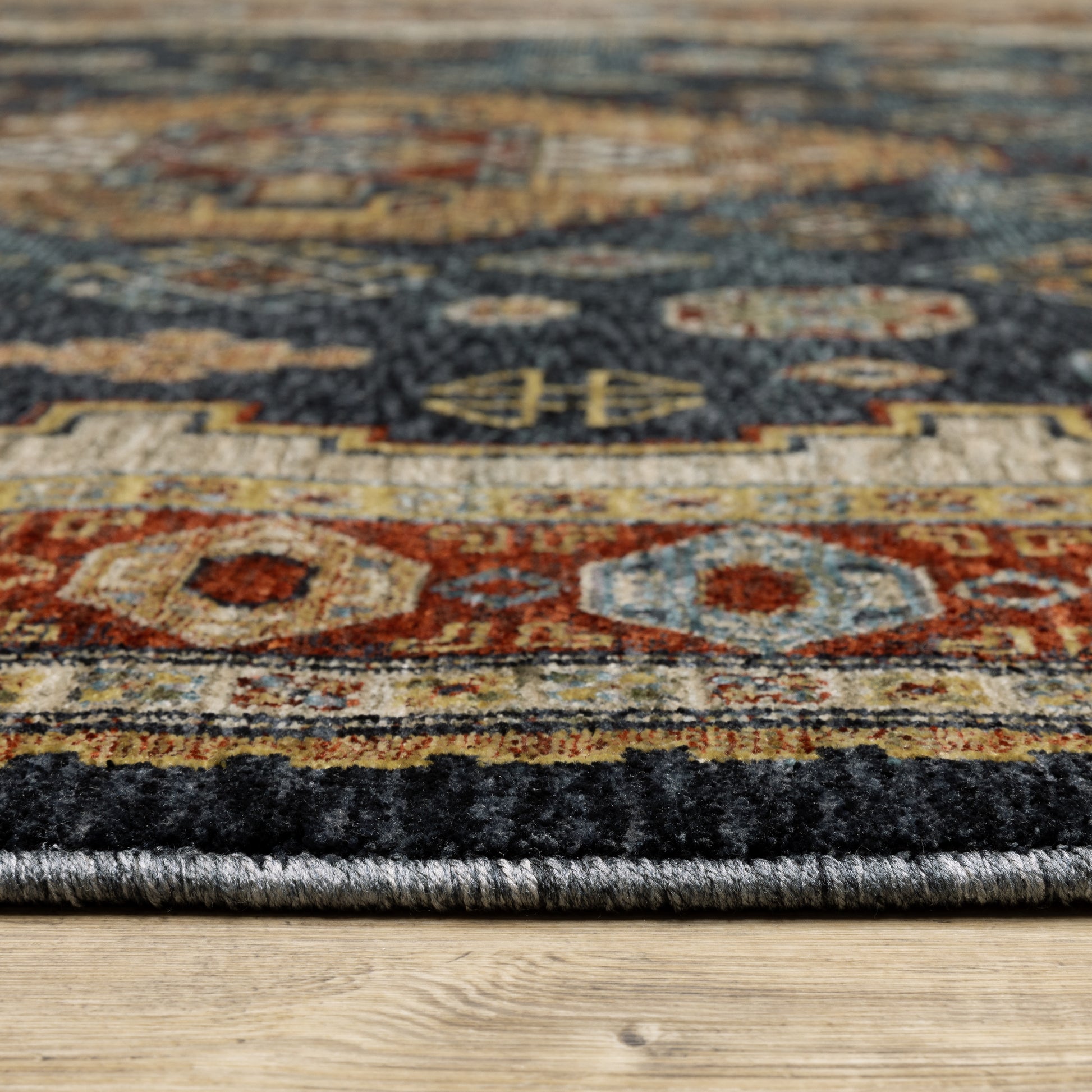 Aberdeen Medallion Blue/ Multi Oriental Cut Pile Rug