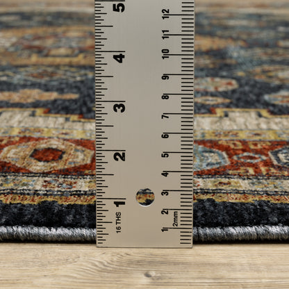 Aberdeen Medallion Blue/ Multi Oriental Cut Pile Rug