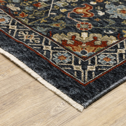 Aberdeen Floral Blue/ Multi Oriental Cut Pile Rug