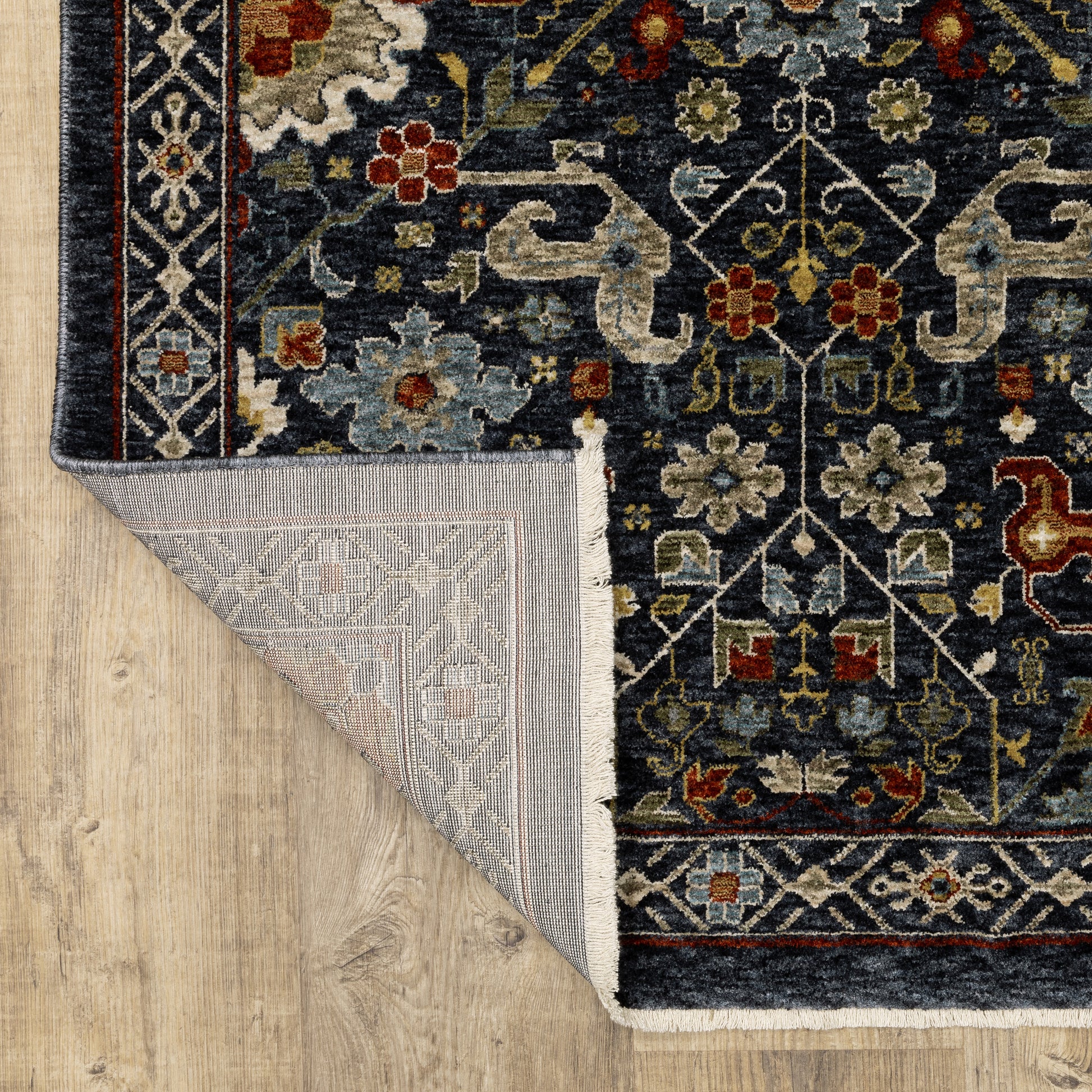 Aberdeen Floral Blue/ Multi Oriental Cut Pile Rug