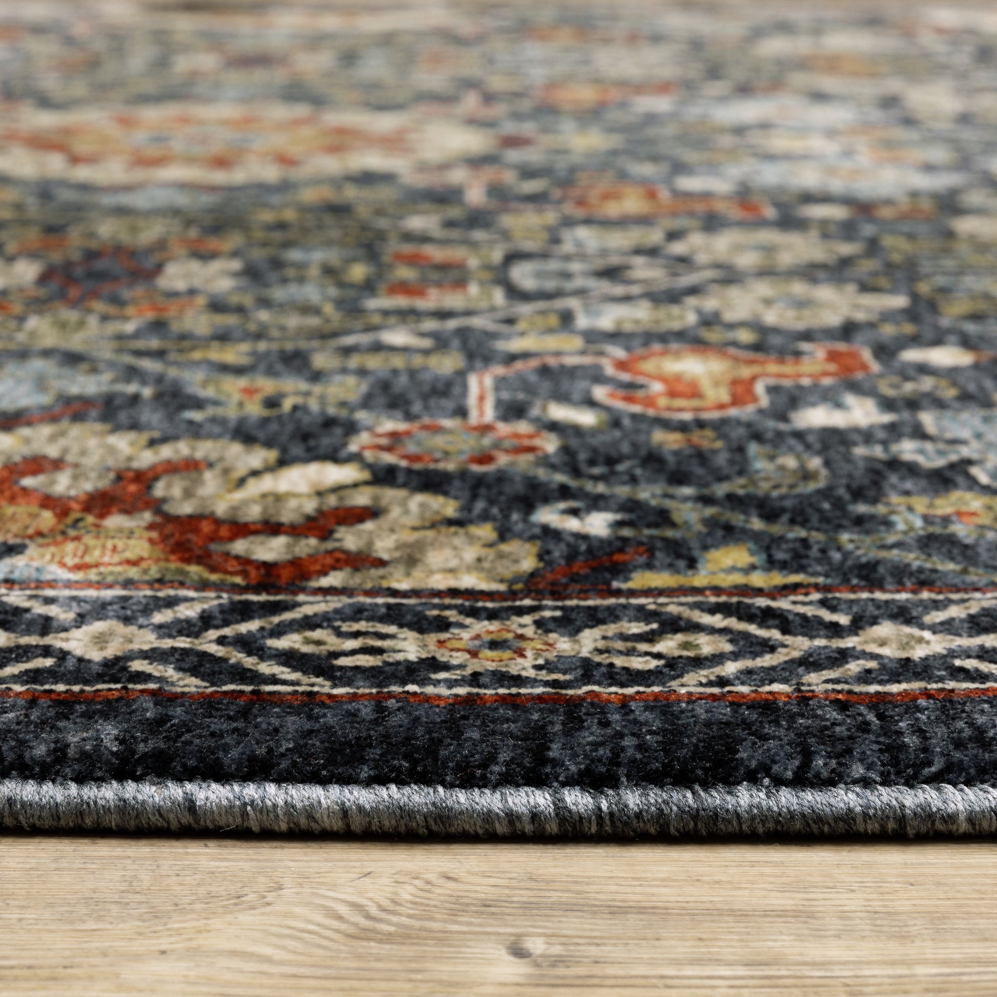 Aberdeen Floral Blue/ Multi Oriental Cut Pile Rug
