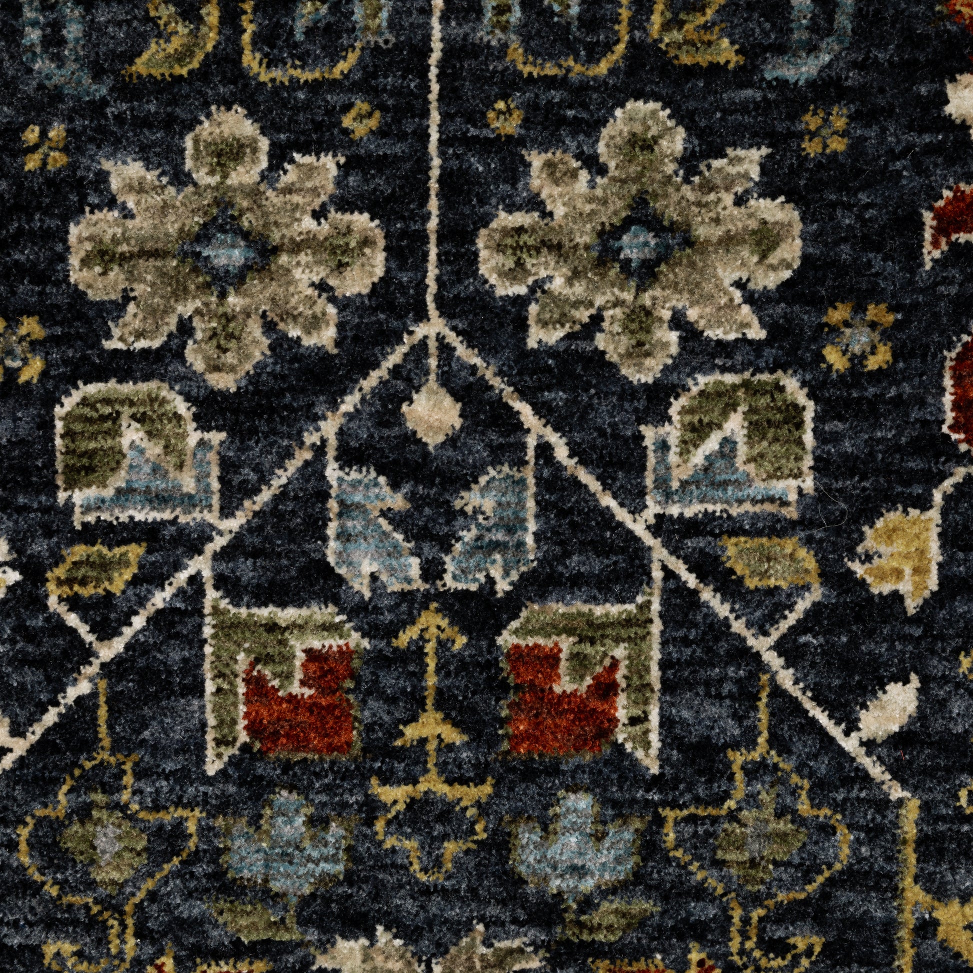 Aberdeen Floral Blue/ Multi Oriental Cut Pile Rug