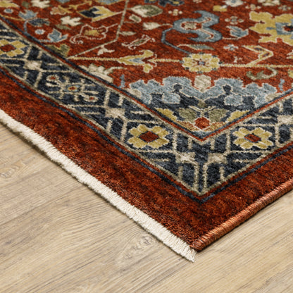 Aberdeen Floral Red/ Multi Oriental Cut Pile Rug