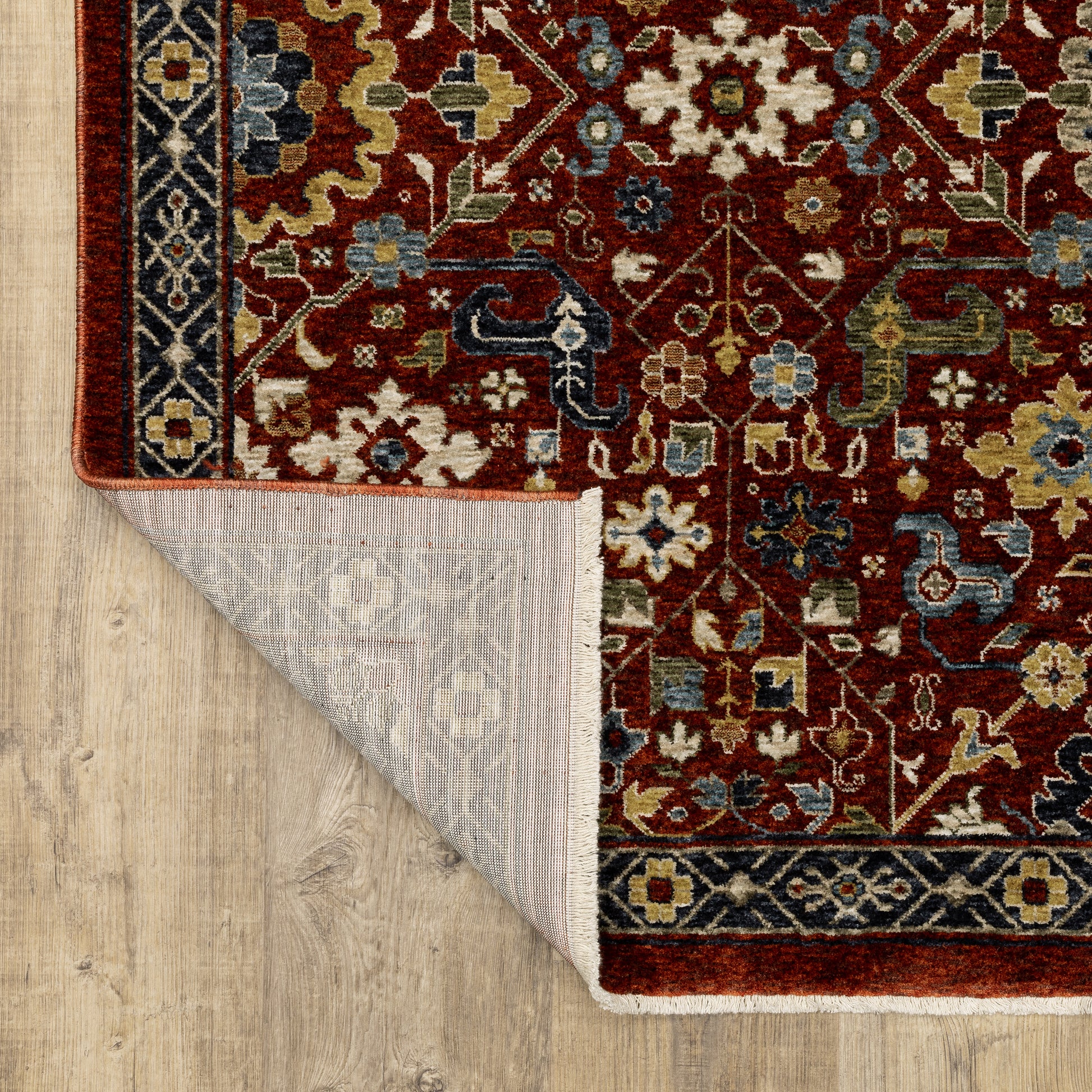 Aberdeen Floral Red/ Multi Oriental Cut Pile Rug